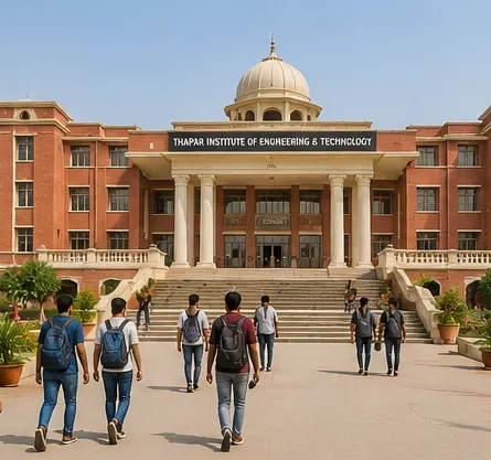 Students walking through a reputed educational institute campus in Patiala Punjab