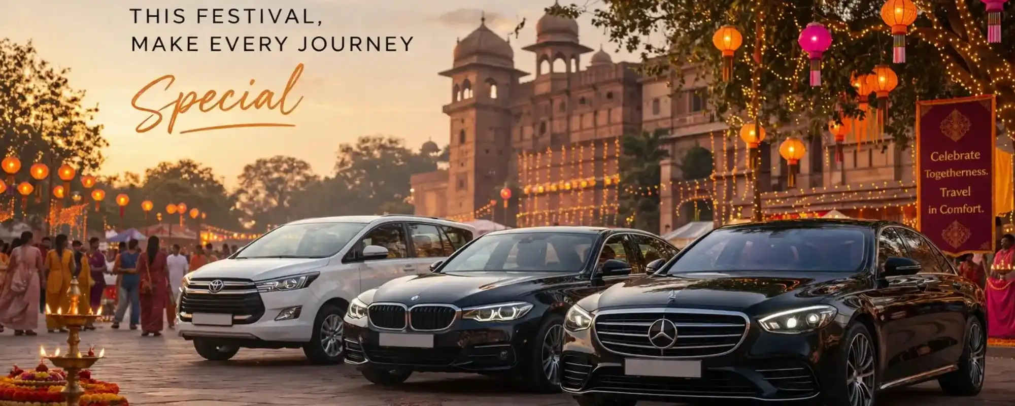 Luxury festival cab service with premium cars during Indian festivals