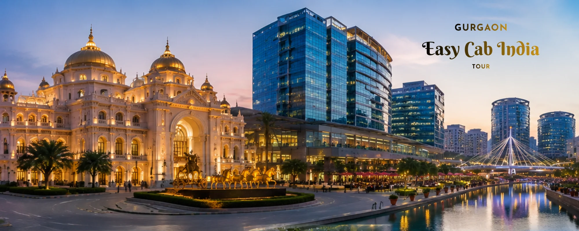 Modern skyline of Gurgaon featuring iconic landmarks, luxury malls, business hubs and scenic landscapes