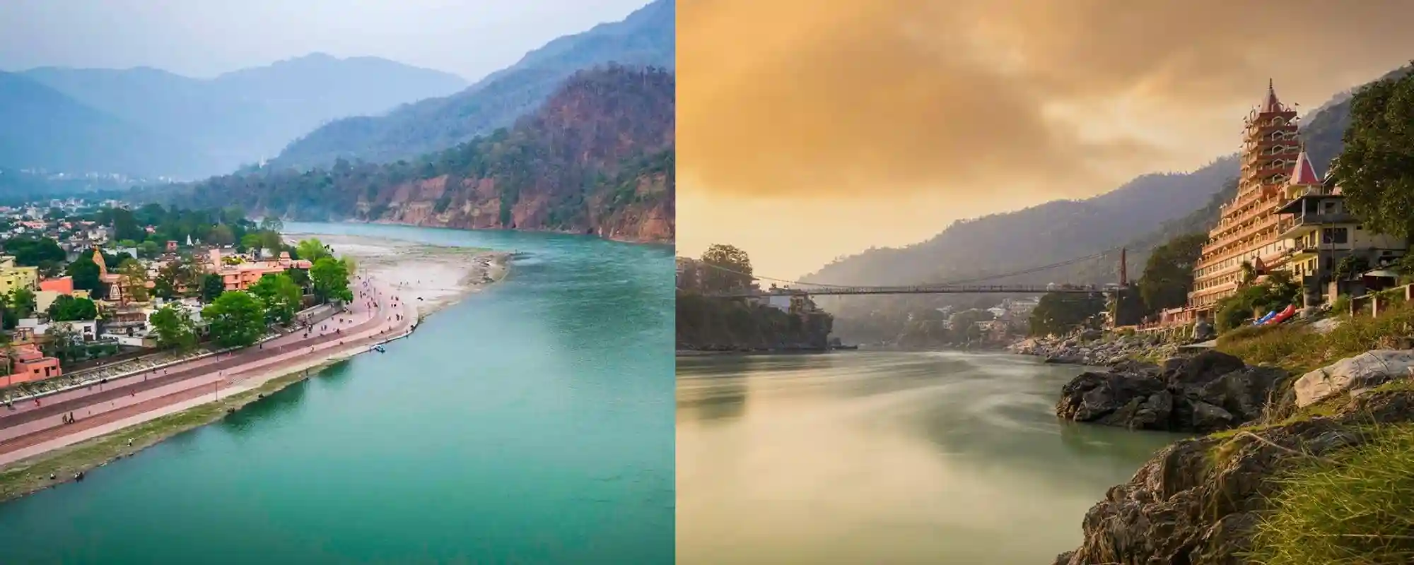 Rishikesh river Ganga mountains road trip India taxi